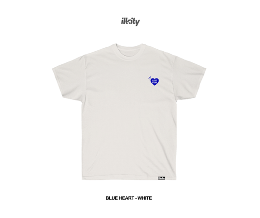 Blue Heart - White